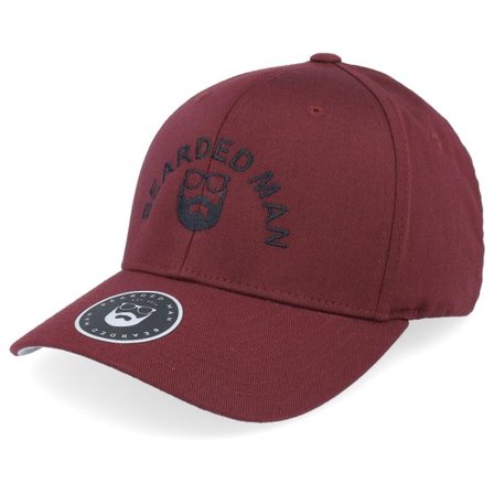Bearded Man - Röd flexfit Keps - Half Circle Maroon Flexfit @ Hatstore