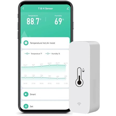 WiFi Fugtighed og Temperaturmåler: Smart Hygrometer til Fjernovervågning og Advarsler, Høj Præcision Indendørs Termometer med TUYA App, Kompatibel med