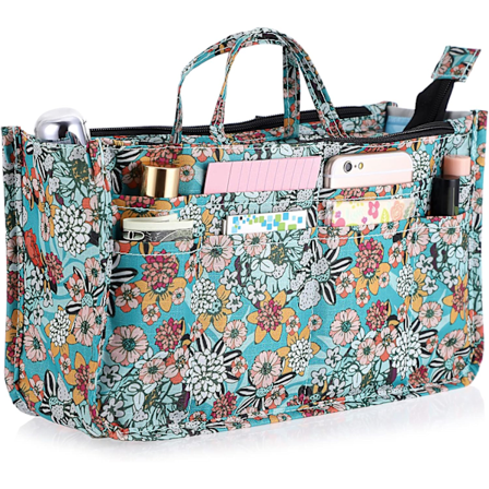 Painettu sisäosa käsilaukku järjestäjä 13 taskua laajennettava vuorauslaukku pussi vetoketjullinen suljin kassi järjestäjä vaippalaukun sisäosa (