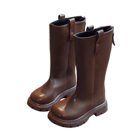 Kids Rund Toe Back Dragkedja Knähöga Stövlar Lågklackade Vinterskor