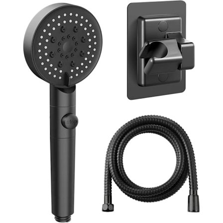 Svart Fashion Brusehoved, Håndbrusersæt, Vandbesparende Brusebad