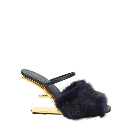 Fendi, Heeled Mules Niebieski, Kobieta, Rozmiar: 40 EU