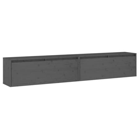Vidaxl Väggskåp 2 St Grå 100x30x35 Cm Massiv Furu Grå