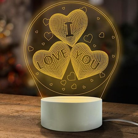 3D Illusion Natlampe, en fødselsdags-/valentinsdagsgave fra kæreste til kæreste - en "Jeg elsker dig" gave til mand eller kone (1 stk. pr. pakke)