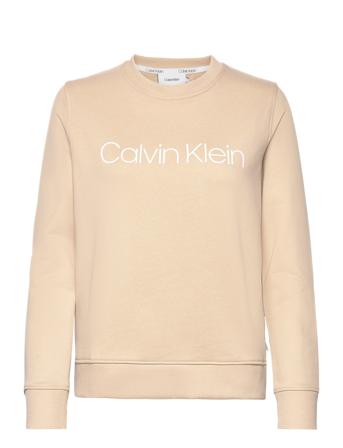 Core Logo Ls Sweatshirt Sweat-shirt Genser Beige Calvin Klein*Betinget Tilbud