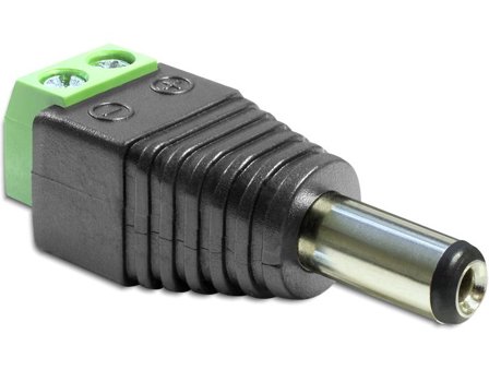 Delock Adapter DC 2.1 x 5.5 mm male > Terminal Block - strømadapter - 2-pins terminalblokk til LS-jack 2,1 mm