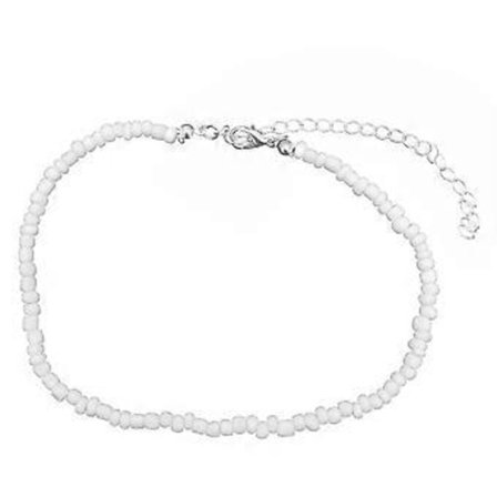 1 stk. Boheme Kort Halskæde Håndlavet Halskæde Mode Universelle Perlehalskæder til Kvinde Dame Pige (Hvid)