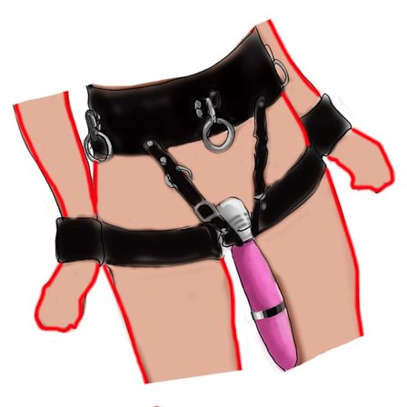 BDSM Lær Tvungen Orgasm Belte, Stropp på Stav Massasjeapparater Vibrator Sele, SM Håndjern, Bondage Sett Sexleketøy for Par