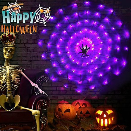 70 lediä Halloween-hämähäkinseitti, vedenpitävä hämähäkinseitti, 8 tilaa, kauhutehoste, valosarja juhliin/pihalle/nurmikolle/ikkunaan/baariin/