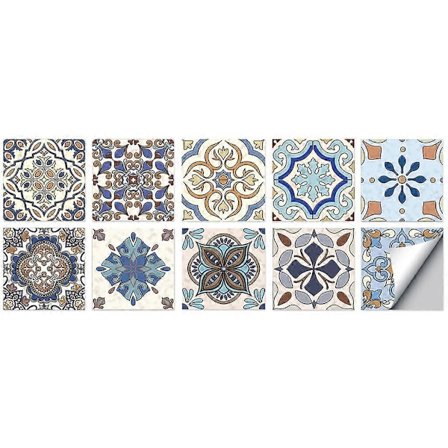 10 stk. Marmor Flise Klistermærker Blomstermønster Selvklæbende Gulv Væg Dekoration Vandtæt 20cm