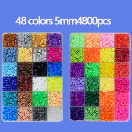 Fuse Beads Kit 24/48 färger 5MM 3D Pixel Pussel Järnpärlor Handgjorda hantverk Dekor DIY Gör pussel Högkvalitativ smältpärlor leksak