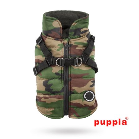Puppia - Mountaineer II Camo - Fodrat Hundtäcke med Integrerad Sele - Hundsele