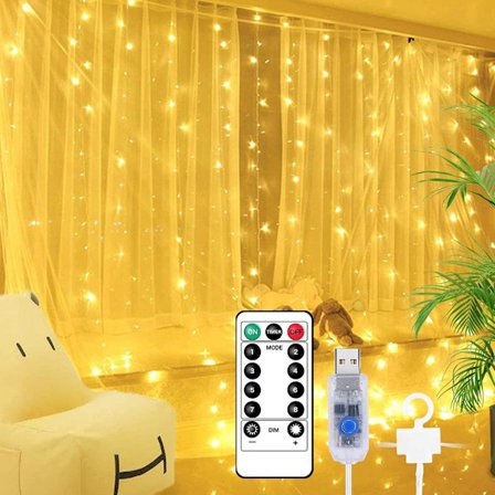 LED-gardinlys Vindueslys Vandtæt Iøjnefaldende Vandfald Vindueslys til Værelse Balkon Telt