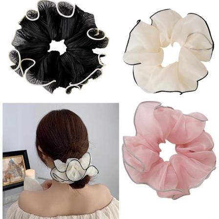 3 kpl hiusdonitseja - Luola - Silkki - Kukkakuvio -