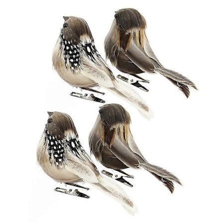4 stk. Kunstige Fjerklædte Fugle Livagtige Fugle Ornamenter Dekoration Rekvisitter til Hjemmehavefest (Tilfældige Farver)