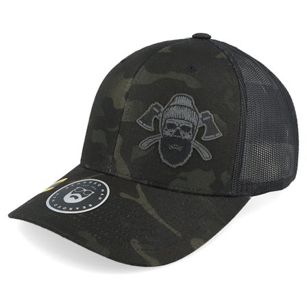 Bearded Man - Camo trucker Cap - Bone Beard Axes Multicam Black Camo Trucker @ Hatstore