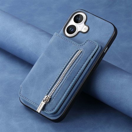 Kotelo iPhone 16E / SE 2025 / SE4 -puhelimelle, sininen magneettinen 2-in-1 irrotettava monikorttiteline, anti fa