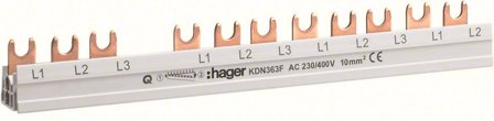 Hager KDN363F Fasskena 3-polig, gaffel, 12 moduler, Elfördelning & strömförsörjning