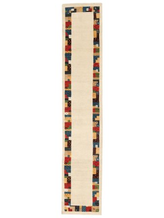 Noué À La Main Gabbeh Indo Fine Tapis 77X405 De Laine Beige/Marron Petit