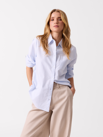 MATCH - Caro stripet skjorte - Jean Paul - Str. M - Dame - Skjorter & Bluser - Blå - 100% bomull