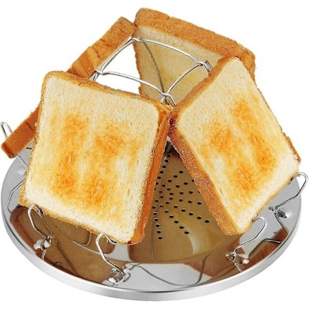 1 stk Campingbrødrister for gasskomfyr, 4 skiver sammenleggbar gasskomfyrbrødrister