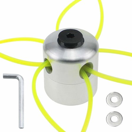 Universellt M10 aluminium trimmerhuvud med 4 kablar, 1 sexkantsnyckel och 2 brickor för gräsklippare.