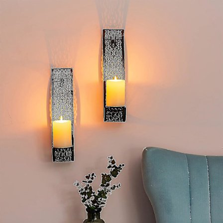 Vägglampa med ljusstake Väggmonterade pelarljusstakar för rumsdekoration Ljusstake