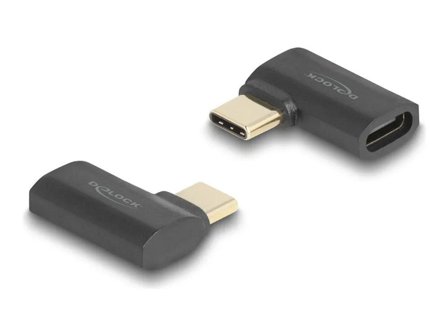 Delock USB Adapter 40 Gbps USB Type-C PD 3.1 240 W Stecker zu Buchse gewinkelt links / rechts 8K 60 Hz