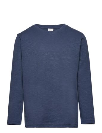 Top L S Basic Slub Solid Tops T-shirts Long-sleeved T-shirts Blue Lindex