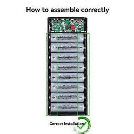 Powerbank DIY Skalfodral Batteriladdare Box med Belysningsfunktion 8x21700 Batteriskal Förvaring