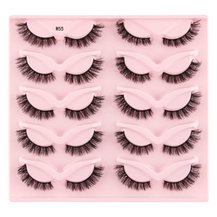 Halvfransar Naturligt utseende Wispy Cat-Eye Ögonfransar 3D lösögonfransar luffy-Soft 10 Par aux Mink ake Lashes Sets