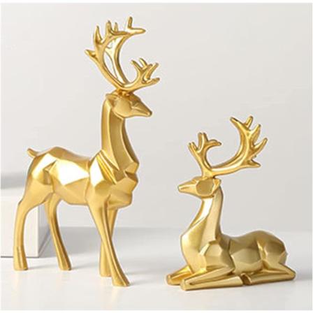 Renskulptur Figur 2-pack Jul Dekoration Resin Renskulpturer, Slät Hjortskulptur Skrivbordsdekoration Miniatyrfigur Ren Jul Dekoration Presenter