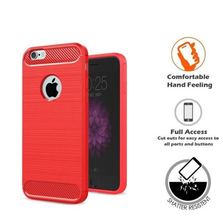 iPhone 6 Premiumfodral Borstad Slim Mjuk Silikon TPU Stötsäkert skal för iPhone 6S [4,7"] - Röd