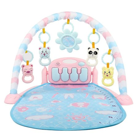 3-i-1 Lekematte for spedbarn, musikalsk aktivitetsmatte, baby sparkepiano matte, gulvleketeppe, pedagogiske leker