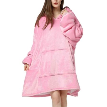 Hoodie Filt Blanket - Oversize Luvtröja Filt Snuggie rosa