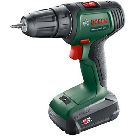 Bosch DIY Universal Drill 18 Borskrutrekker med 1 stk 1,5 Ah batteri og lader, Maskiner