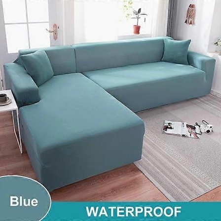 Vattentätt Sofföverdrag 1/2/3/4-sits Sofföverdrag för Vardagsrum Elastiskt Enfärgat L-format Hörnsofföverdrag för Soffa Fåtölj-Xin