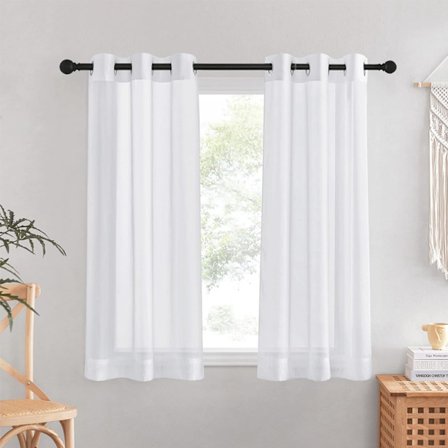 Vita skira gardiner - set med 2 korta gardiner 140 x 160 cm