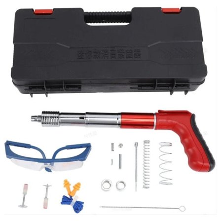 Stål Rivetpistol med Handskar och Skyddsglasögon Kompatibel med Runda Spikar för Betong