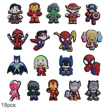 18 kpl Super Hero -sarjan Crocs-kenkien koristeita Kengän sandaalien koristelu Joulu Syntymäpäivälahjat Kengän tarvikesarja (FMY)