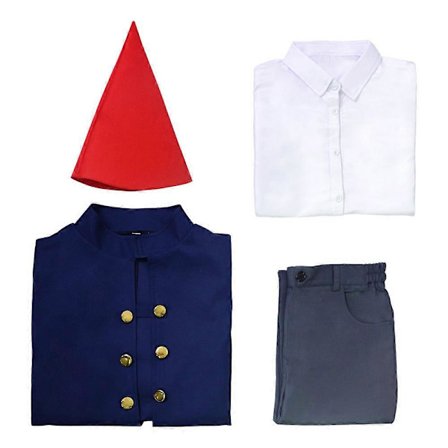 Anime Wirt Cosplay Kostyme fra animasjonen "Over the Garden Wall" Halloween Kostyme Kappe Frakk Antrekk for Voksne Barn Blå