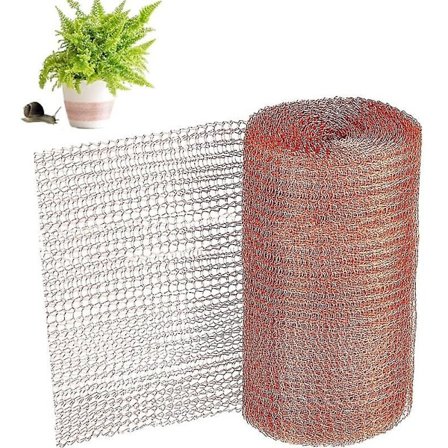 Kopparnät, koppar nät mot sniglar, möss, fåglar och nematoder, trädgårdsskydd mot gnagare, stickat koppar nät 12,7 cm x 6 m