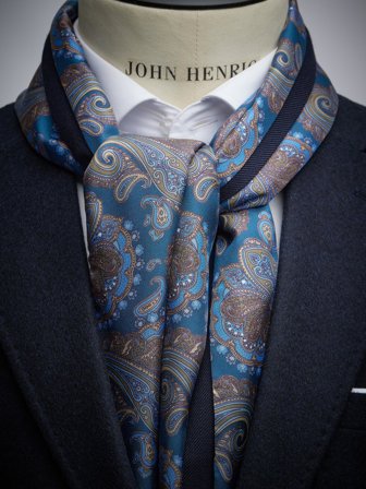 John Henric Men's Marineblauer Schal aus Wolle & Seide Size Onesize