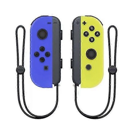 Joycon trådløs kontroller for Nintendo Switch, støtter vekkefunksjon, venstre høyre fjernkontroll med håndleddsstropp blå gul