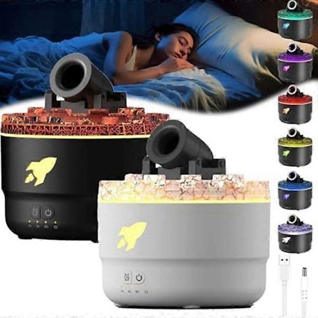 2 STK Mini Kanon Luftfugter Aroma Diffuser med 2 Tilstande 7 Farver LED Timer og Justerbare Indstillinger Tårn Luftfugter A