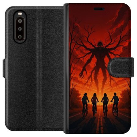 Yhteensopiva Lompakkokotelo Sony Sony Xperia 10 II Tumma Stranger Things -inspiroima kauhukuvaus punaisilla taivaalla, hirviöhahmo ja pyöräilevät