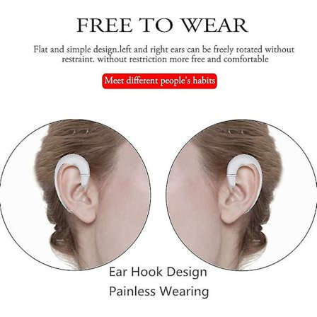 Öronkrok Bluetooth trådlösa hörlurar, headset utan öronpropp med mikrofon, ljudreducerande hörlurar med enstaka öron, smärtfri bäring
