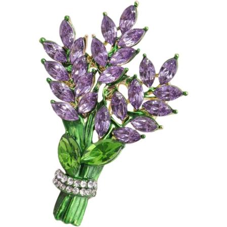 Violetti Laventeli Kukka Rintaneula Pinssi Kristalli Timantit Elegantti Asusteet Korut Naisten Brosseja ja Pinssejä Muoti Korut Häät Kukka Hihakorut