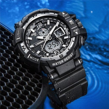 Vanntett Klokker for Menn, Studenter, Tenåringer, Voksne, Utendørs, Dobbel Skjerm, Elektronisk Klokker