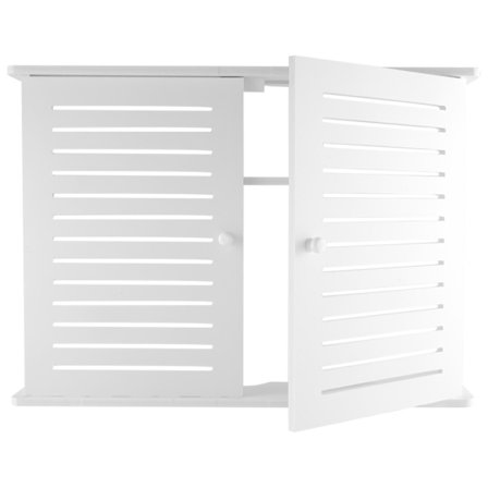 Trådlös Wifi Router Boxar Trälåda Kabel Plus Trådhållare Väggmonterad Pluggbräda Hylla Dubbel